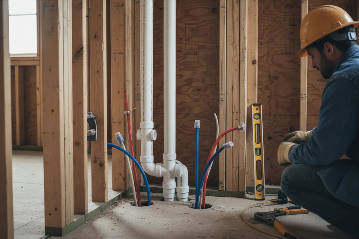 Drain and supply rough-in during Garbage Disposal Repair in Ashton