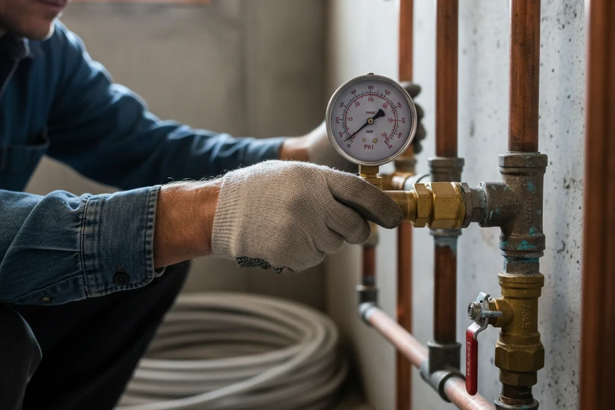 Pressure testing a repaired line during Water Line Repair in Ashton